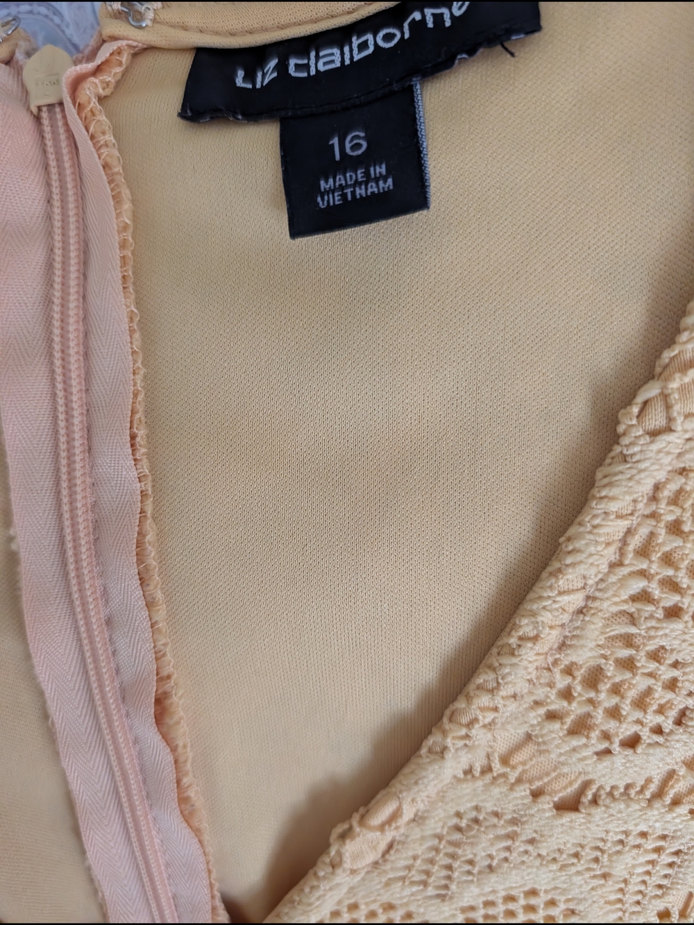 Liz Claiborne Crochet Lace Slip in Pale Peach